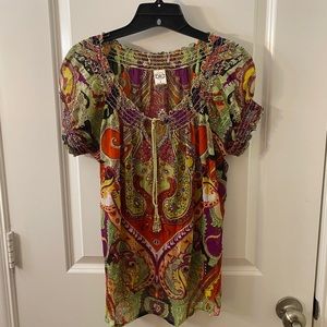 Bila, Large, Green/red/multi-colored paisley top